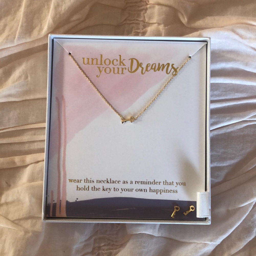 NWT KITSCH 14k Gold Key Necklace and Earrings Set